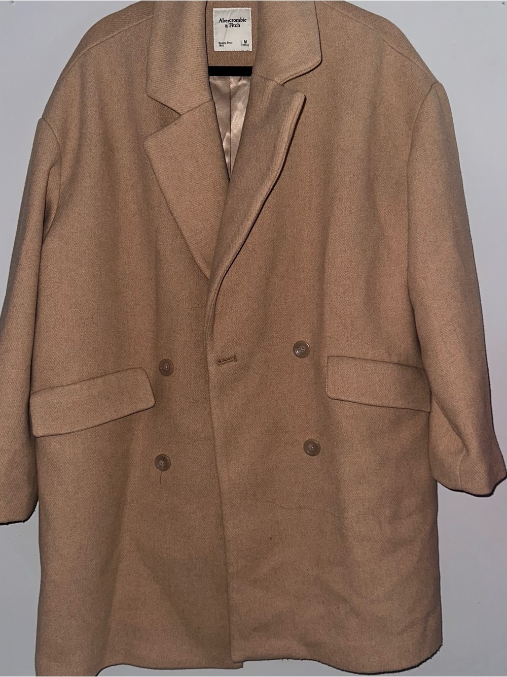 Abercrombie & Fitch Tan Double-Breasted Wool-Blend Pea Coat